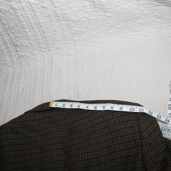 Burberrys Mens Vintage Sport Coat Wool Green Navy Houndstooth see measurements - Picture 11 of 14